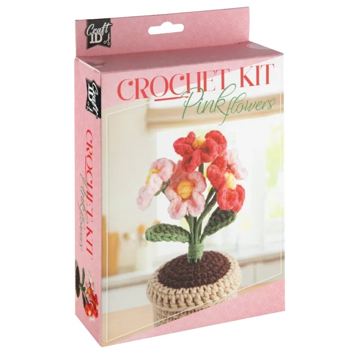 DIY-set voor haken: bloempot met roze bloemen