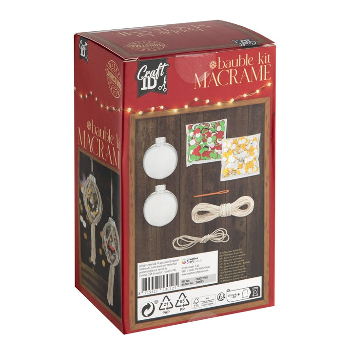 Macramé knutselset kerstballen, 2 stuks – afbeelding 2