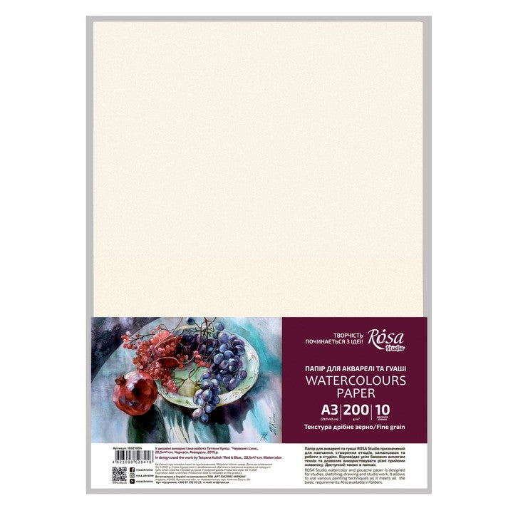 Rosa Studio aquarelpapier, 200 g/m², 10 vellen