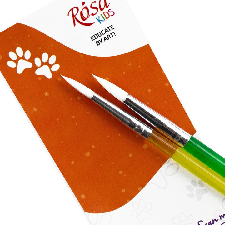 Penselenset Rosa Kids synthetisch, 2 stuks: rond 6 en 8 – afbeelding 2