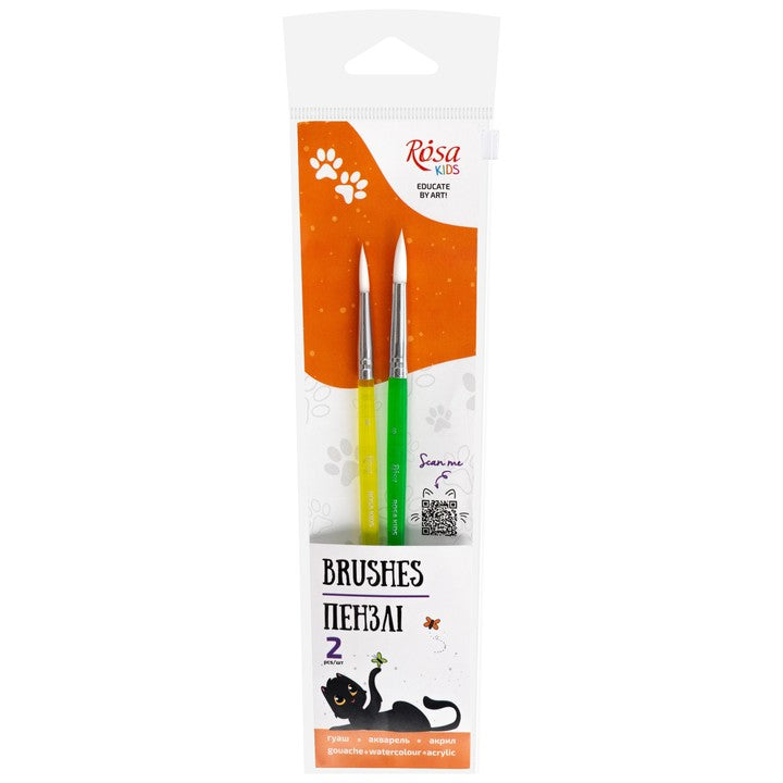 Penselenset Rosa Kids synthetisch, 2 stuks: rond 6 en 8
