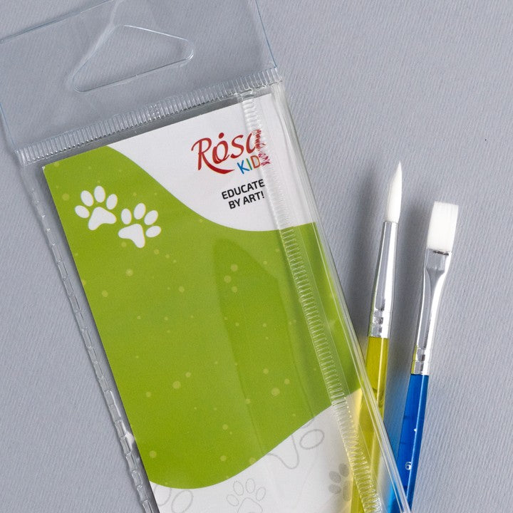 Penselenset Rosa Kids synthetisch, 2 stuks: rond 6, plat 6 – afbeelding 4