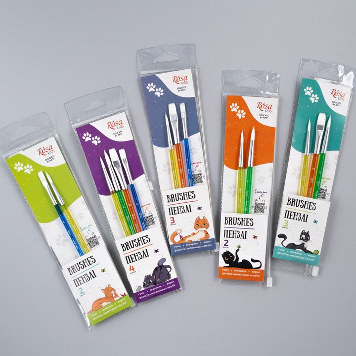 Penselenset Rosa Kids synthetisch, 2 stuks: rond 6, plat 6 – afbeelding 5