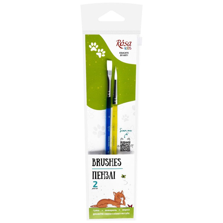 Penselenset Rosa Kids synthetisch, 2 stuks: rond 6, plat 6