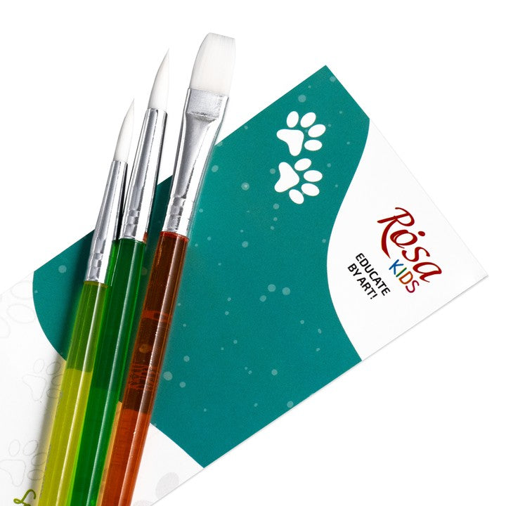 Penselenset Rosa Kids synthetisch, 3 stuks: rond 6 en 8, plat 10 – afbeelding 2