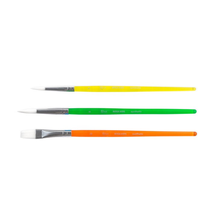 Penselenset Rosa Kids synthetisch, 3 stuks: rond 6 en 8, plat 10 – afbeelding 3