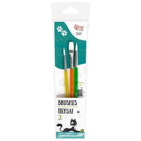 Penselenset Rosa Kids synthetisch, 3 stuks: rond 6 en 8, plat 10