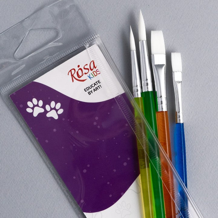 Penselenset Rosa Kids, 4 synthetische penselen – afbeelding 4