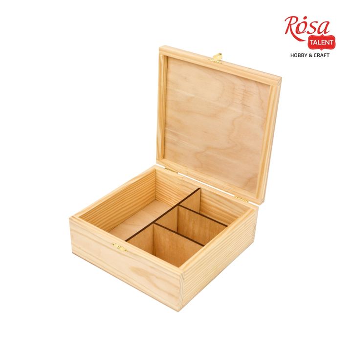 Houten kistje met slot en 4 vakken Rosa Talent, 20 × 20 × 8 cm