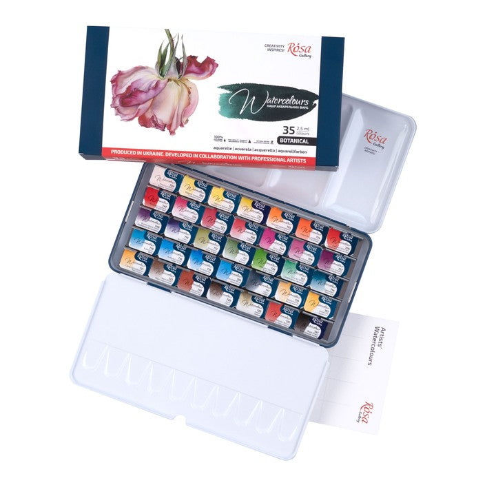 ROSA Gallery Botanical aquarelverfset 35 kleuren in metalen etui – afbeelding 3