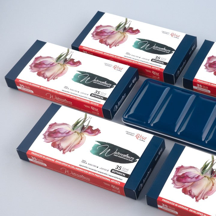 ROSA Gallery Botanical aquarelverfset 35 kleuren in metalen etui – afbeelding 6