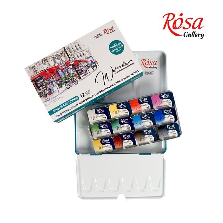 ROSA Gallery aquarelverf set Urban Sketching 12 × 2,5 ml