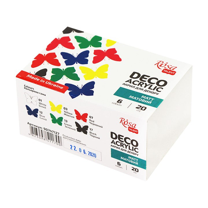Rosa Talent matte acrylverf voor decoratie, set 6 × 20 ml