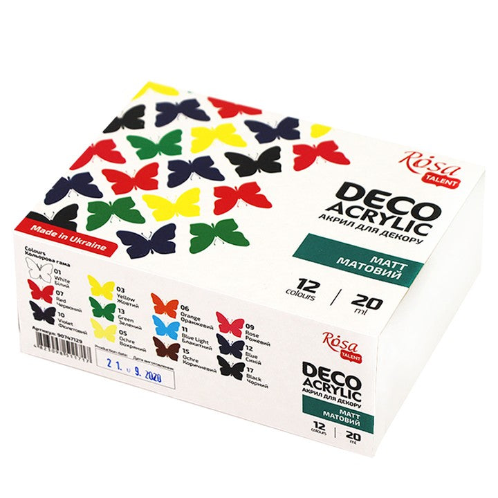 ROSA Talent acrylverfset mat voor decoratie, 12 × 20 ml