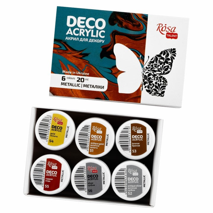 Rosa Talent metallic acrylverf voor decoratie, set 6 × 20 ml – afbeelding 3