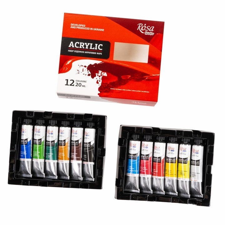Rosa Studio acrylverfset, 12 × 20 ml – afbeelding 2