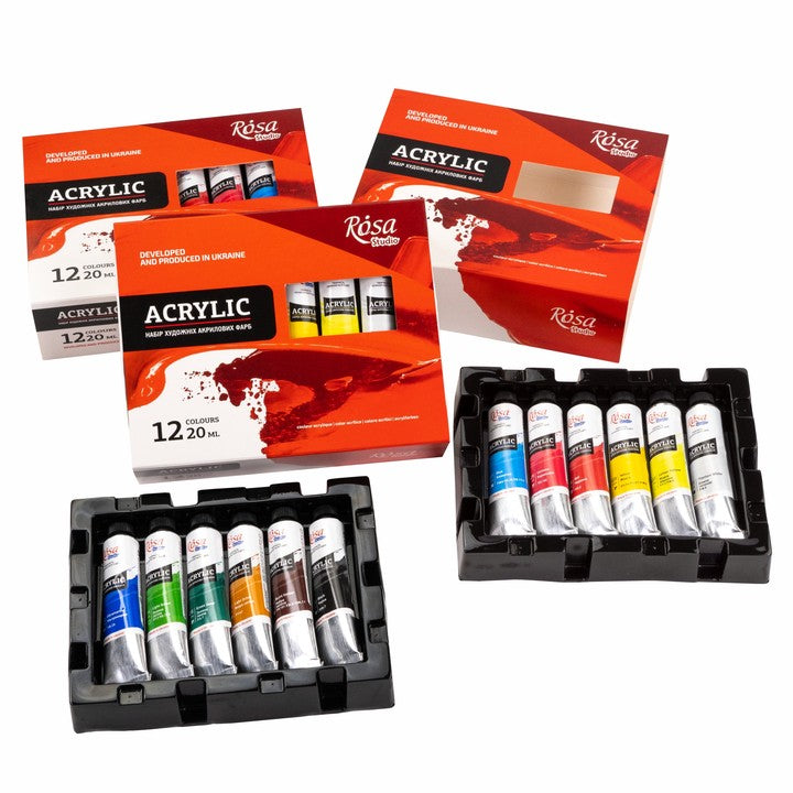 Rosa Studio acrylverfset, 12 × 20 ml – afbeelding 3