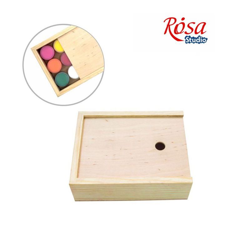 ROSA Studio houten kistje voor gouache, 17 × 13,3 × 5,3 cm