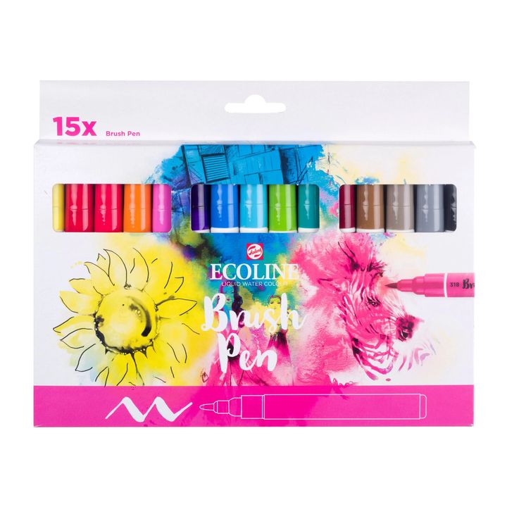 Royal Talens Ecoline Brush Pen set van 15 brushpennen
