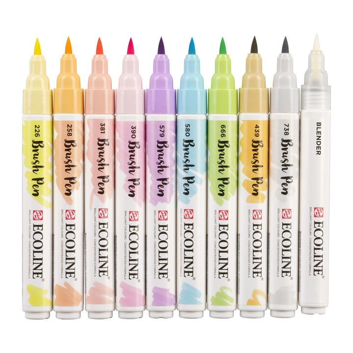 Royal Talens Ecoline Brush Pen set Pastel, 10 stuks – afbeelding 2