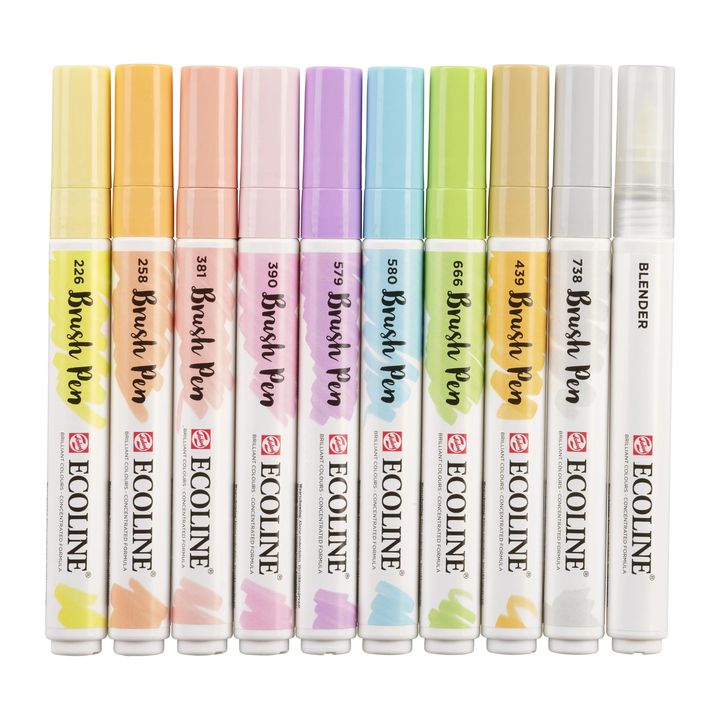 Royal Talens Ecoline Brush Pen set Pastel, 10 stuks – afbeelding 3