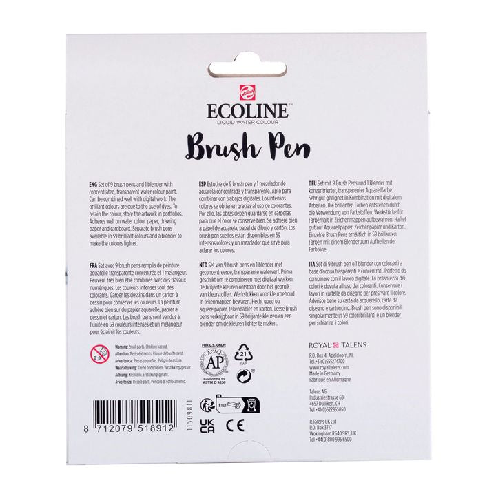 Royal Talens Ecoline Brush Pen set Pastel, 10 stuks – afbeelding 5
