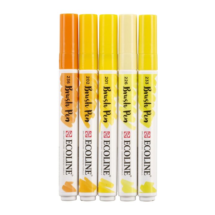 Royal Talens Ecoline Brush Pen set Yellow, 5 stuks – afbeelding 5