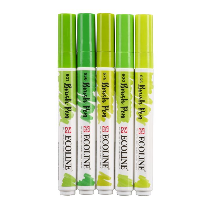 Royal Talens Ecoline Brush Pen set Green, 5 stuks – afbeelding 5