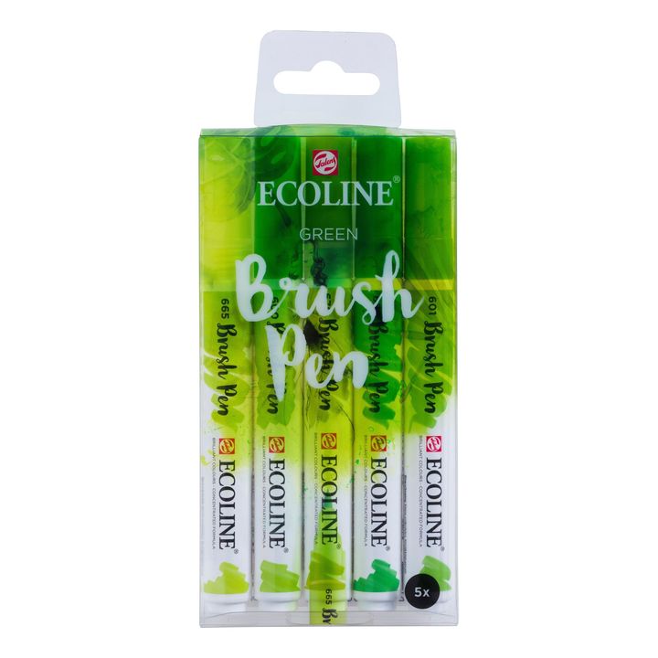 Royal Talens Ecoline Brush Pen set Green, 5 stuks