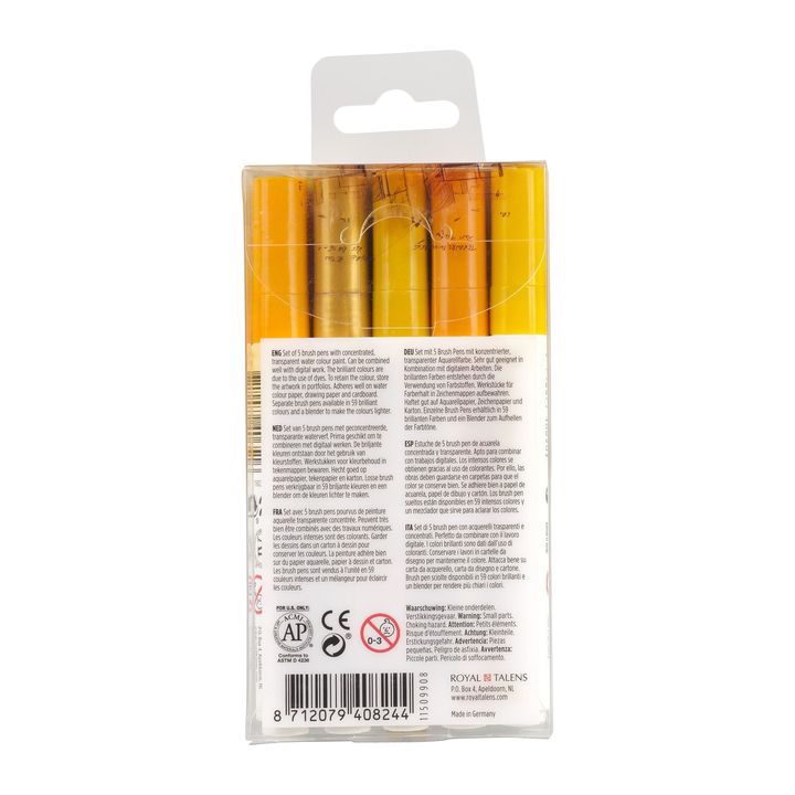 Royal Talens Ecoline Brush Pen set Earth, 5 stuks – afbeelding 2