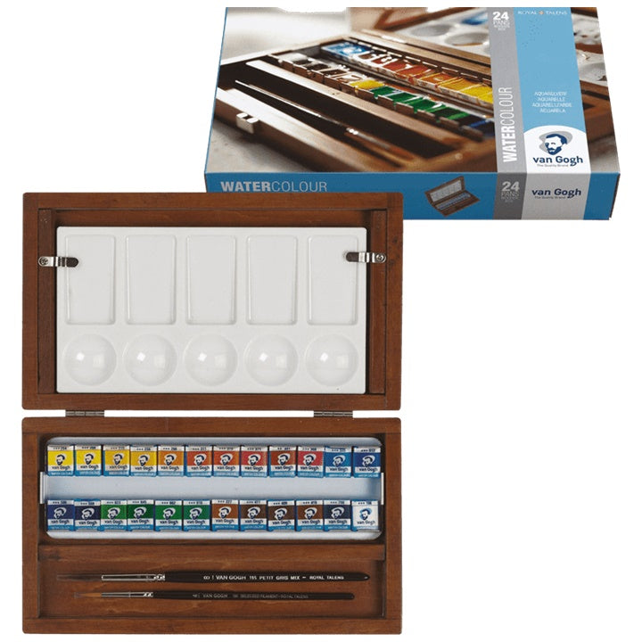 Van Gogh aquarelverfset 24 napjes met penselen en palet