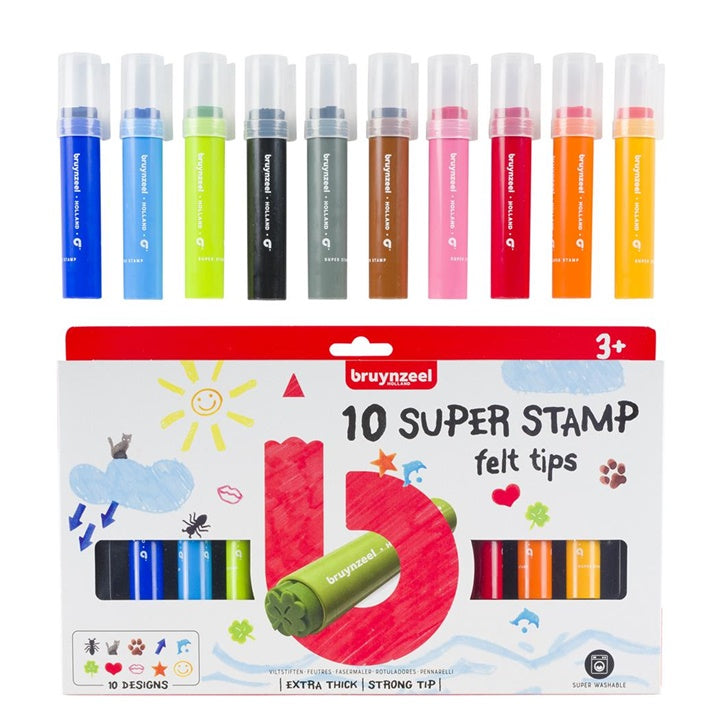 Bruynzeel stempelset voor kinderen, 10 mini-stempels extra dik