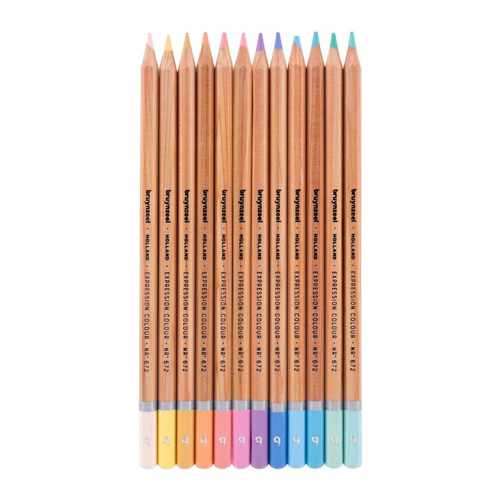 Bruynzeel kleurpotloden pastel, 12 stuks in metalen etui – afbeelding 2