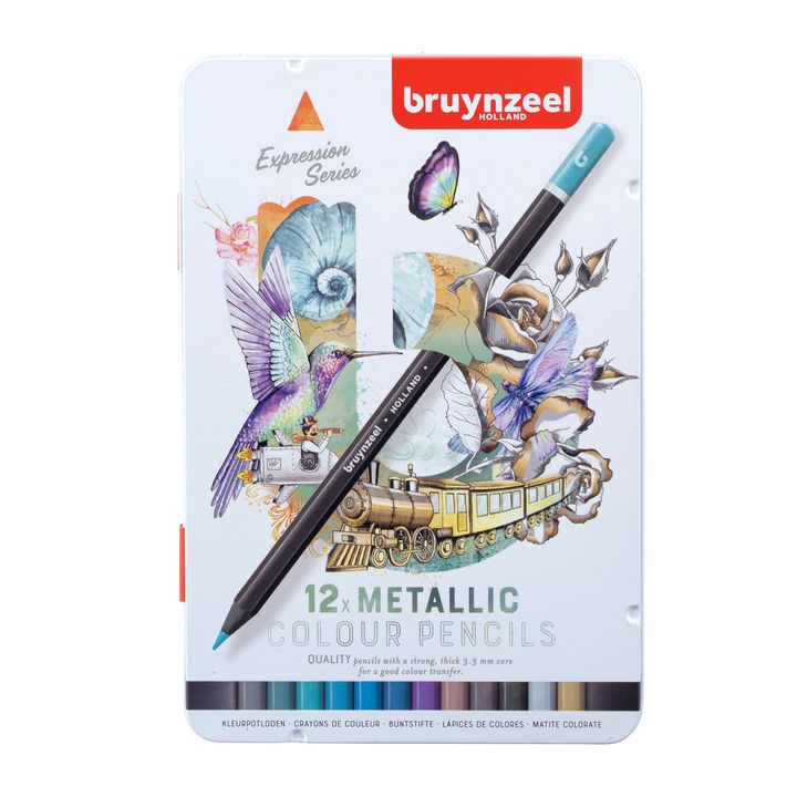 Bruynzeel kleurpotloden metallic, 12 stuks in metalen etui