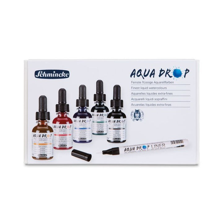Schmincke Aqua Drop vloeibare aquarelverf 5 × 30 ml + brushpen