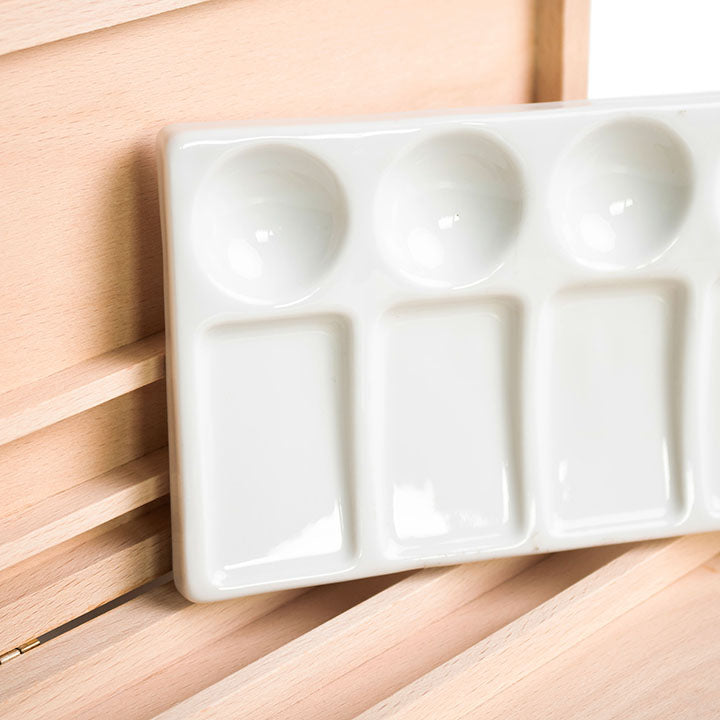 Houten kistje voor aquarelverf Umton met porseleinen palet – afbeelding 5