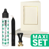 Set voor kaarten maken met stempelset en glitterpen
