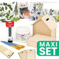 Decoupageset met servetten, lijm en houten figuren