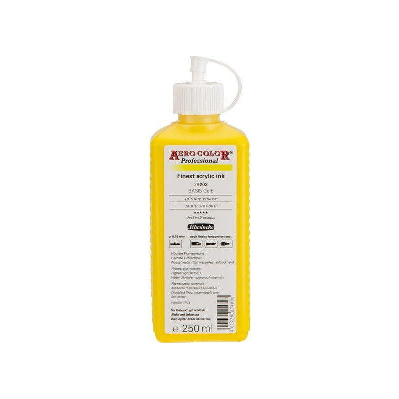 Acrylic Ink Schmincke AERO COLOR Professional 250 ml – 202 Primary yellow