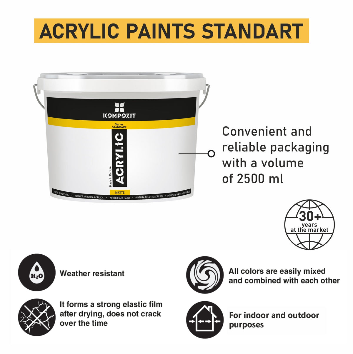 Acrylic Paint STANDART Kompozit 2500 ml
