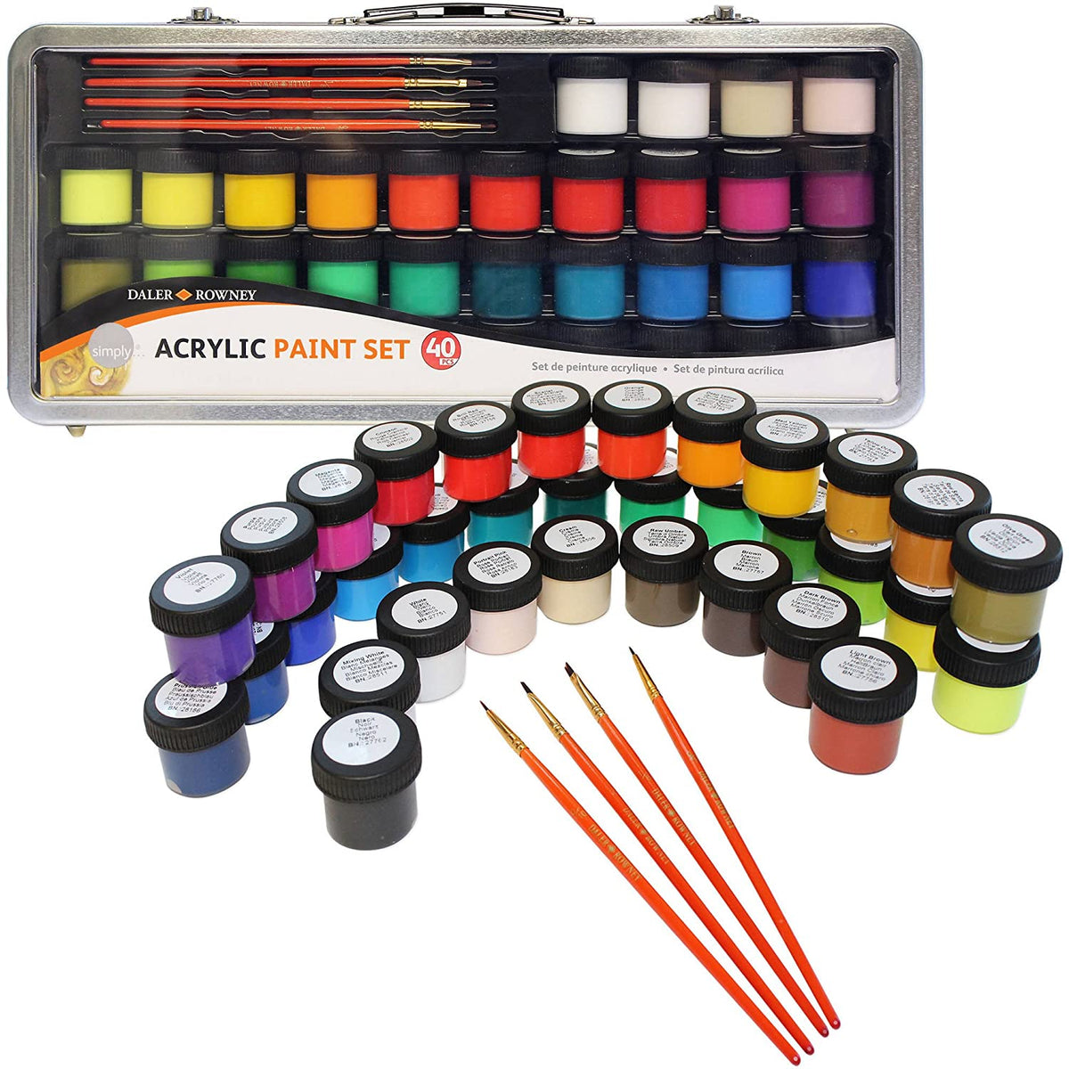 Acrylverfset Daler-Rowney Simply in metalen koffer, 40-delig