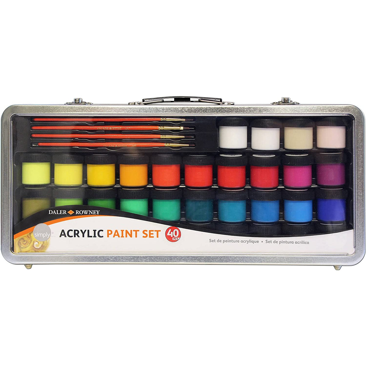 Acrylverfset Daler-Rowney Simply in metalen koffer, 40-delig