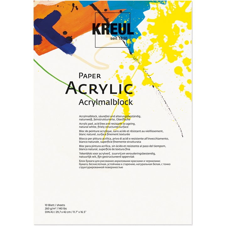 KREUL blok acrylpapier, 10 vel – 260 g/m², A4 en A3 – afbeelding 3