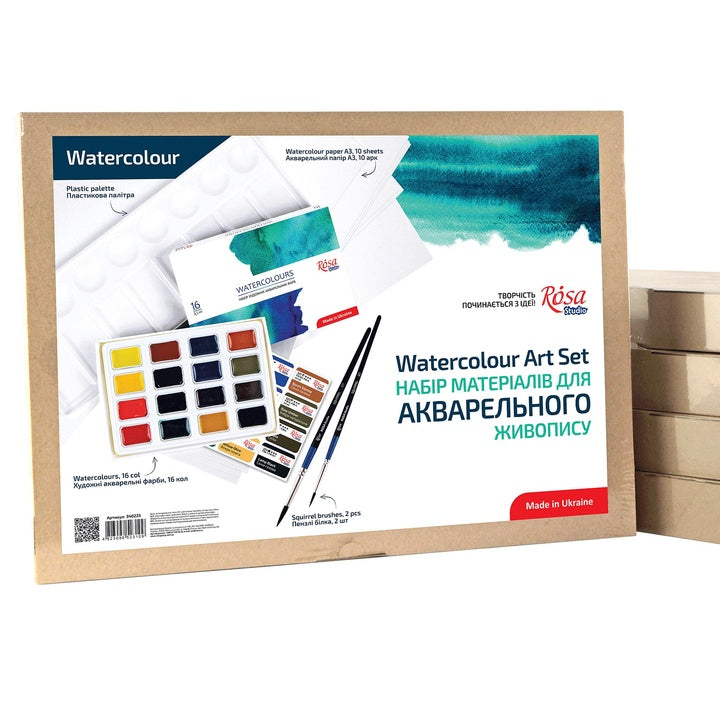 ROSA Studio aquarelverfset met penselen en aquarelpapier