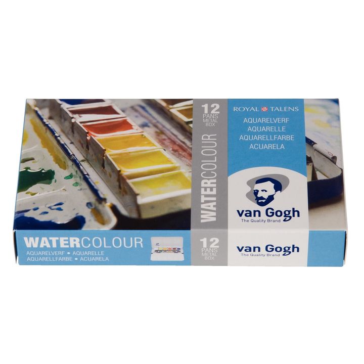 Van Gogh aquarelverf in blik, 12 tot 48 napjes met penseel – afbeelding 2