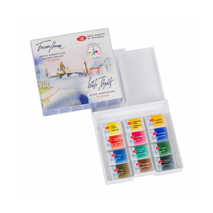 White Nights aquarelverf in plastic doos, napjes van 2,5 ml