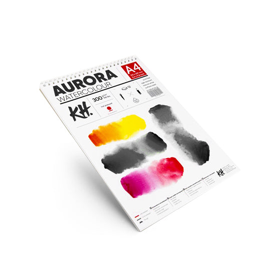 AURORA aquarelblok Hot Press met spiraal – 12 vel, 300 g/m² – afbeelding 3