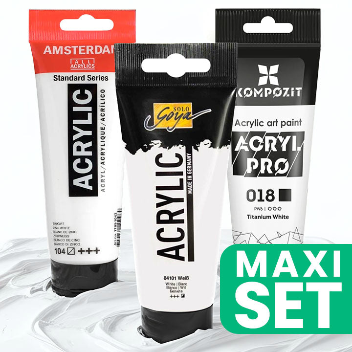 Amsterdam, Kompozit, Solo Goya Value Set of 3 White Acrylic Paints