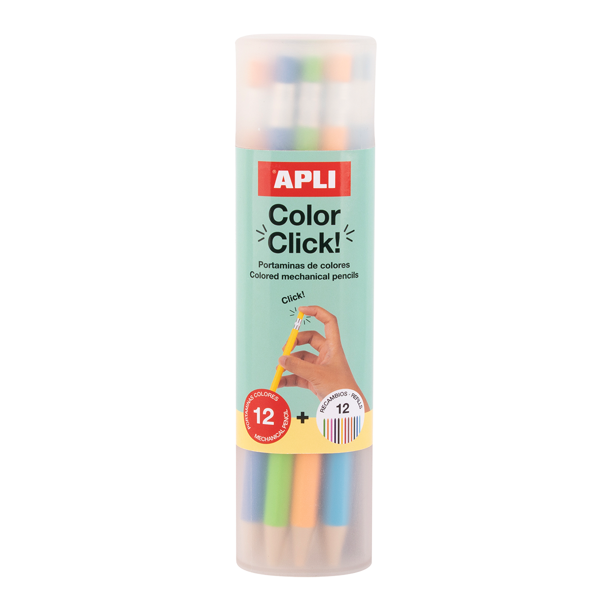 APLI Color Click kleurpotloden met drukmechanisme, 12 stuks
