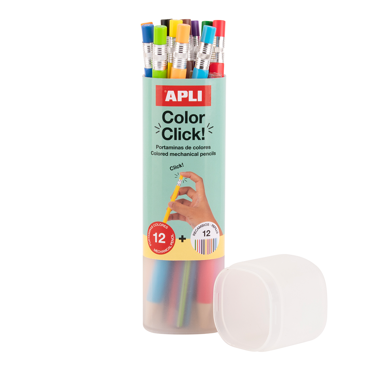 APLI Color Click kleurpotloden met drukmechanisme, 12 stuks